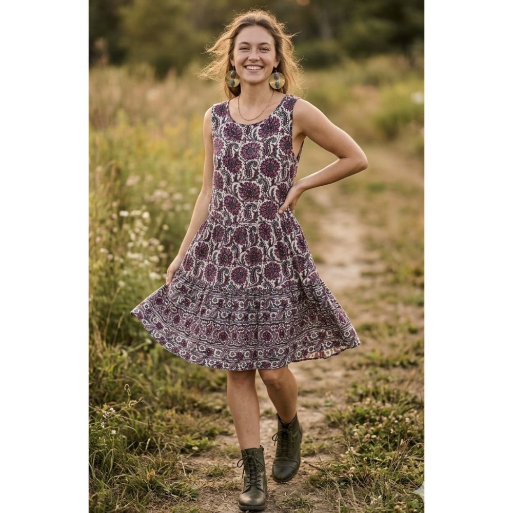 American Eagle Outfitters Dress womens L sleeveless midi A-line boho cowgirl